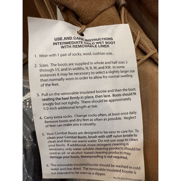 ALTAMA Men Military Boots with Bootie Liners Tan Combat Cold Weather Sz 13R NWT - Picture 9 of 10